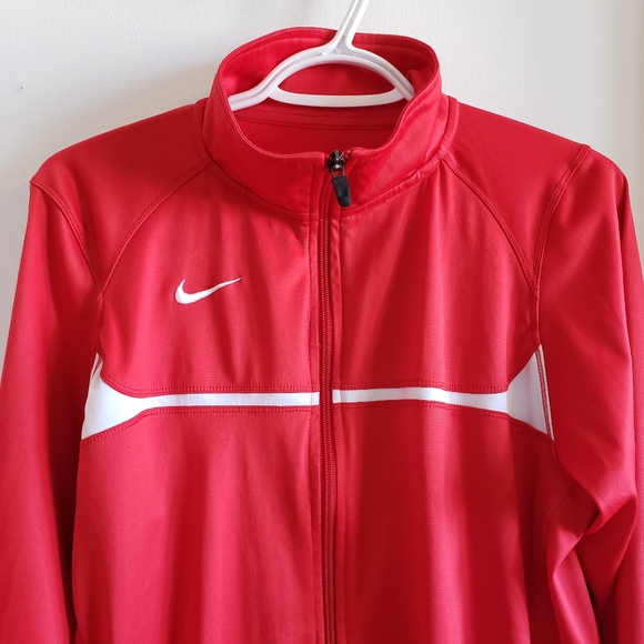 Nike Red White Stripe Sport Zip Up Warm Up Jacket Men Woman Small Like Brand New - Picture 3 of 15